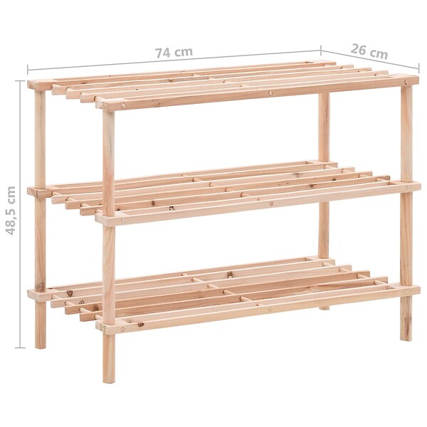 VIDAXL - vidaXL Range-chaussures à  3 étagères Bois de sapin solide - large