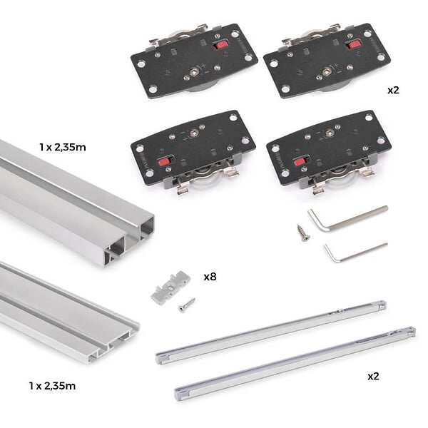 EMUCA - Système de montage en surface Flow 2 en kit pour une armoire avec 2 portes coulissantes en bois avec fermeture souple. - large