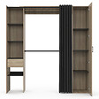 ID MARKET - Dressing extensible MERYL 145/170 x 50 x 180 cm hêtre avec étagères + double penderie + miroir + rideau noir - vignette