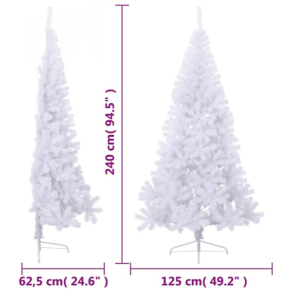 VIDAXL - vidaXL Sapin de Noël artificiel moitié avec support blanc 240 cm PVC - large