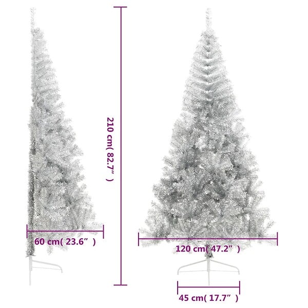 VIDAXL - vidaXL Demi sapin de Noël artificiel avec support argenté 210 cm PET - large