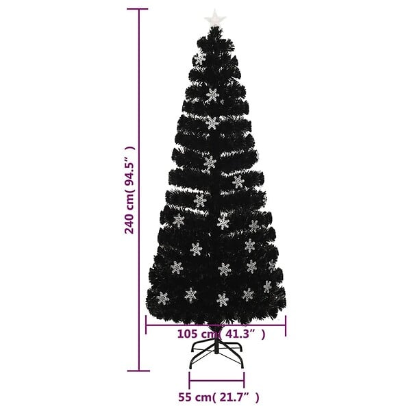 VIDAXL - vidaXL Sapin de Noël et flocons de neige LED Noir 240 cm Fibre optique - large