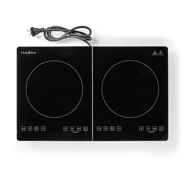 NEDIS - plaque à induction 2 foyer - sécurité enfants - 3500 w - noir - kaip124cbk2 - large