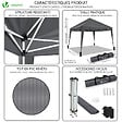 VOUNOT - Tonnelle de jardin 3x3m pliable Grise avec sac de transport - vignette