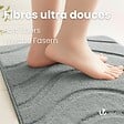 VOUNOT - Lot de 2 Tapis de Bain Antidérapant microfibre motif ondulé 50x80cm gris - vignette