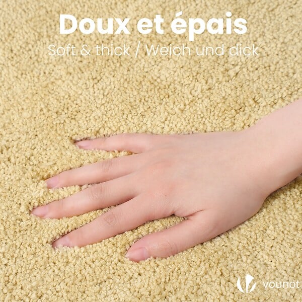 VOUNOT - Lot de 2 Tapis de Bain Antidérapant microfibre 60x90cm beige - large
