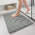 VOUNOT - Tapis de Bain Antidérapant microfibre motif ondulé 40x60cm gris - vignette