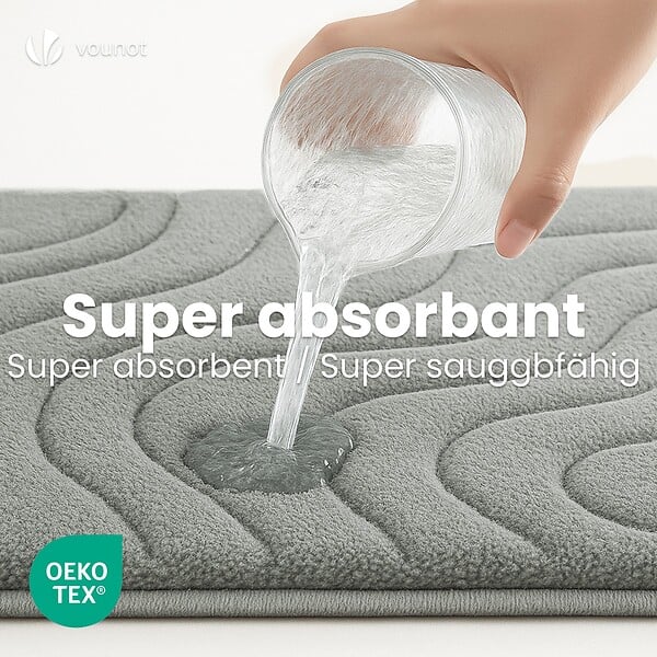 VOUNOT - Tapis de Bain Antidérapant microfibre motif ondulé 40x60cm gris - large
