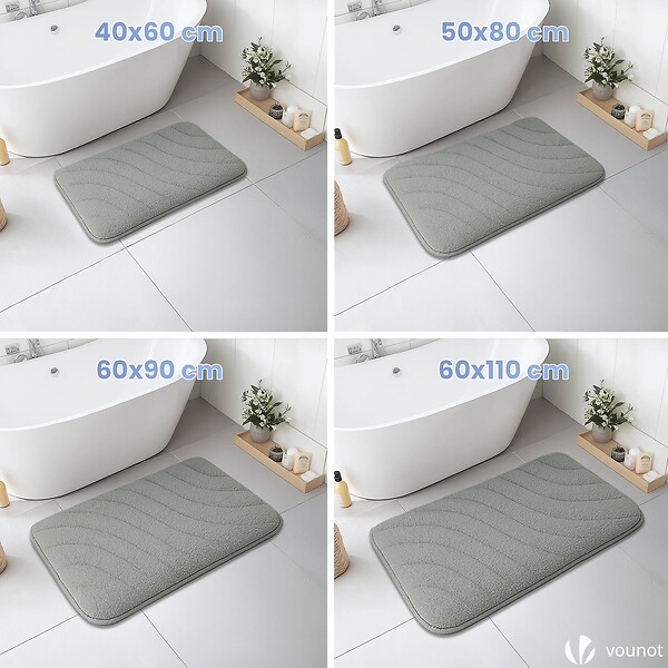 VOUNOT - Tapis de Bain Antidérapant microfibre motif ondulé 50x80cm gris - large