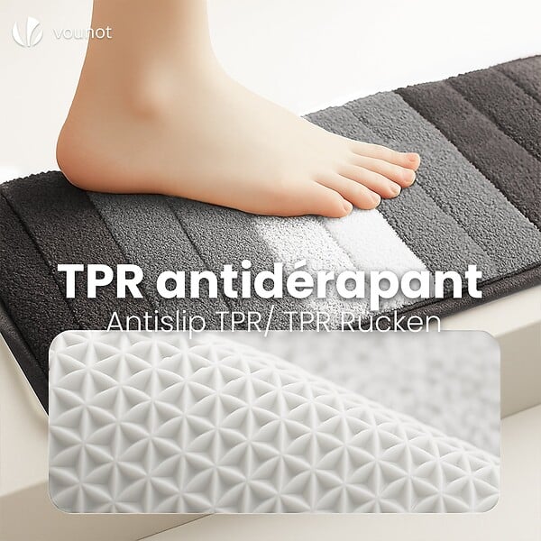 VOUNOT - Tapis de Bain Antidérapant microfibre motif dégradé 40x60cm gris - large