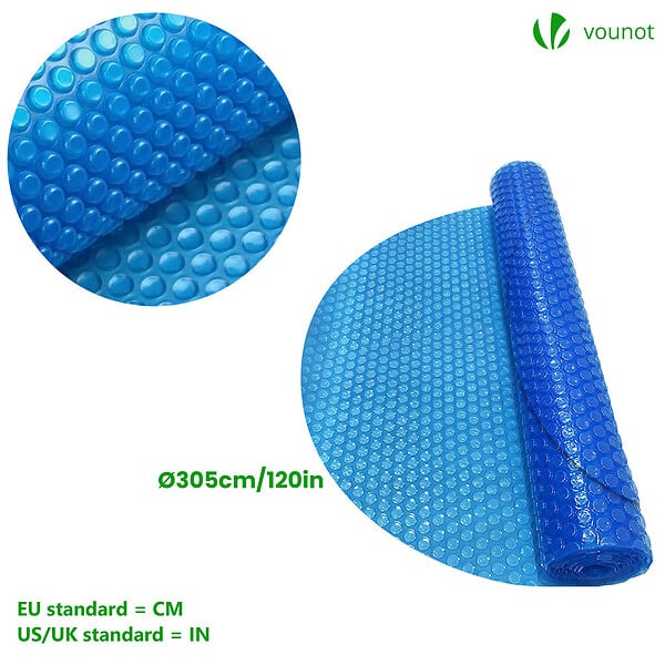 VOUNOT - Bache a bulle piscine 120 microns ronde decoupable Ø305cm bleu - large