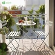 VOUNOT - Ensemble bistro extérieur 1 table 2 chaises acier blanc - vignette