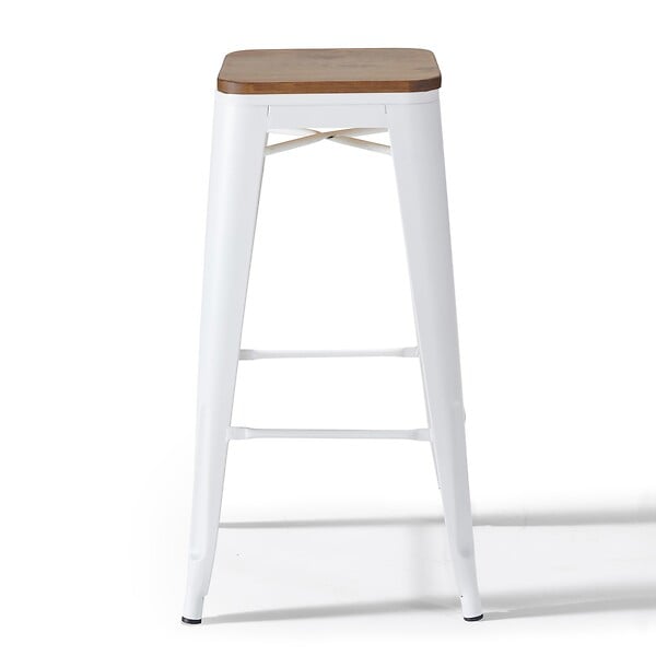 OVIALA - Lot de 4 tabourets de bar en acier blanc - Indus - large