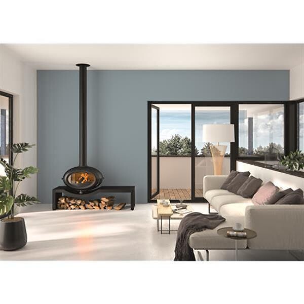 INVICTA - Poêle à bois BRIO SUR BANC - 7 kW - Rdt: 76% - B. 50 cm - 100% fonte - Anthracite - large