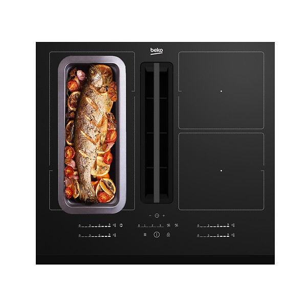 BEKO - table de cuisson induction aspirante 60cm 4 feux 7400w - HIXI64700UF1 - large