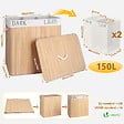VOUNOT - Panier a linge en bambou rectangulaire triple compartiments avec couvercle 150L - vignette