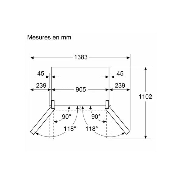 BOSCH - réfrigérateur américain 90.5cm 605l no frost - KFN96AXEA - large