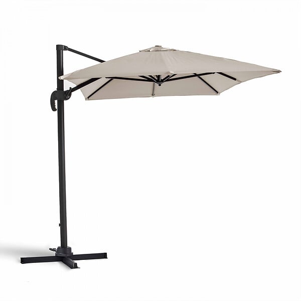 OVIALA - Parasol déporté inclinable et rotatif 2x3m en aluminium écru - Amalya - large