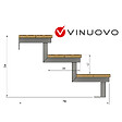 VINUOVO - Escalier OSLO métal et pin - H54cm - 3 marches -largeur 100cm -- sans contre marches - vignette