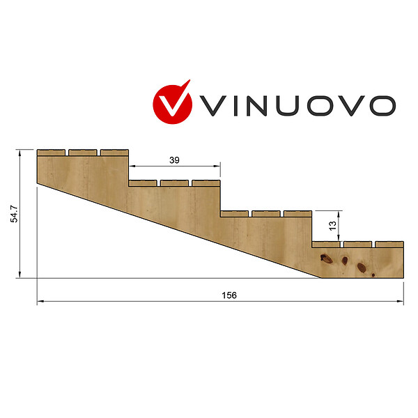 VINUOVO - Escalier bois avec marches XL h55cm 4 m l120cm ouvert - large