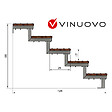 VINUOVO - Escalier en acier BALI, 5 marches en bois exotique Bangkirai, Hauteur 88 cm et largeur 160 cm - vignette