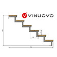 VINUOVO - Escalier OSLO métal et pin - H 105cm -6 marches -largeur 140cm -- sans contre marches - vignette