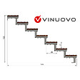 VINUOVO - Escalier en acier BALI, 7 marches en bois exotique Bangkirai, Hauteur 122 cm - L 120 cm - vignette