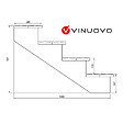 VINUOVO - BERLIN Escalier extérieur bois 4 marches H 71cm L-60cm - avec contre marche - vignette