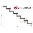VINUOVO - Escalier en acier BALI, 8 marches en bois exotique Bangkirai, Hauteur 139 cm - L 160 cm - vignette