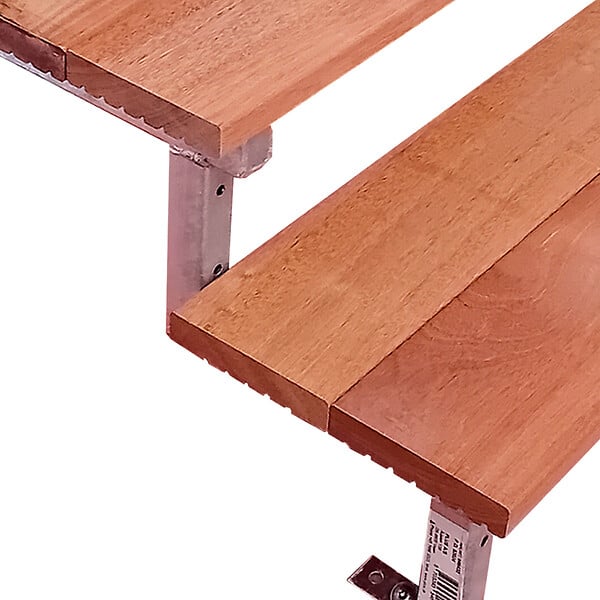 VINUOVO - Escalier en acier BALI, 6 marches en bois exotique Bangkirai, Hauteur 105 cm - L 120 cm - large