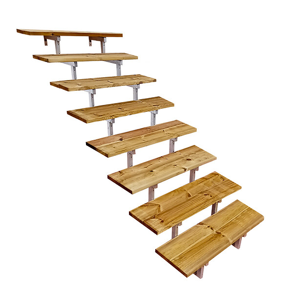 VINUOVO - Escalier OSLO métal et pin - H 139cm -8 marches -largeur 80cm -- sans contre marches - large