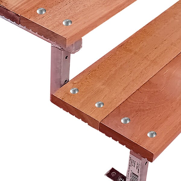 VINUOVO - Escalier en acier BALI, 4 marches en bois exotique Bangkirai, Hauteur 71 cm - L 160 cm - large