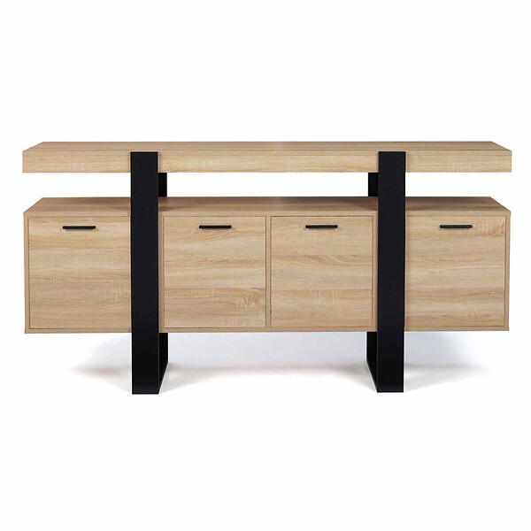 ID MARKET - Buffet 160 cm PHOENIX XXL 4 portes bois et noir - large