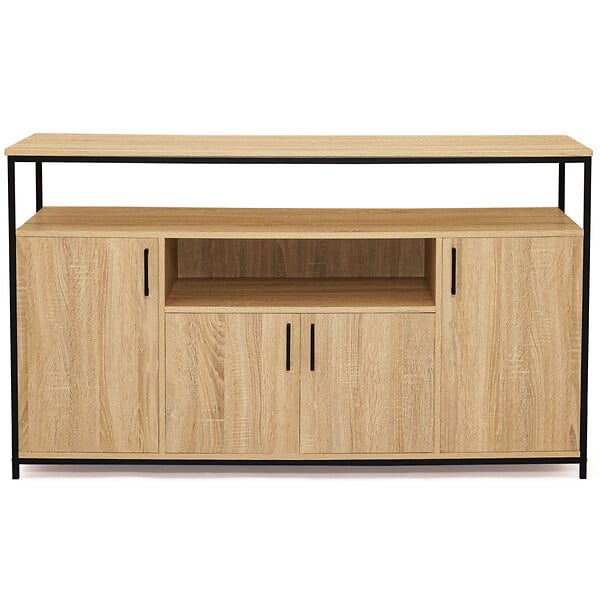 ID MARKET - Buffet 140 cm DETROIT 4 portes avec niche design industriel - large