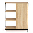 ID MARKET - Buffet d'appoint 3 étagères et placard 70 cm DETROIT design industriel - vignette