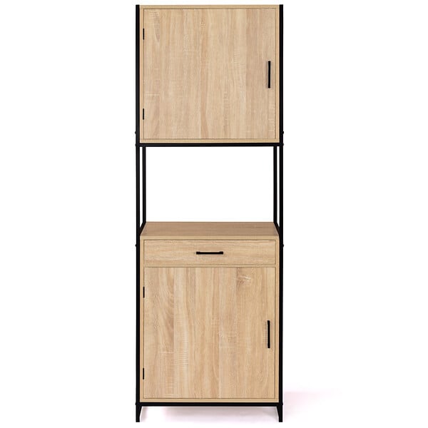 ID MARKET - Buffet de cuisine 60 CM DETROIT meuble 2 portes design industriel + tiroir - large