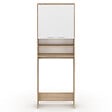 ID MARKET - Meuble étagères de rangement dessus machine à laver et WC WALLIS blanc et hêtre - vignette