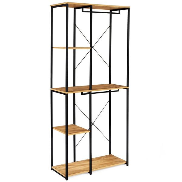 ID MARKET - Dressing double penderie étagères L. 90 cm DETROIT design industriel - large