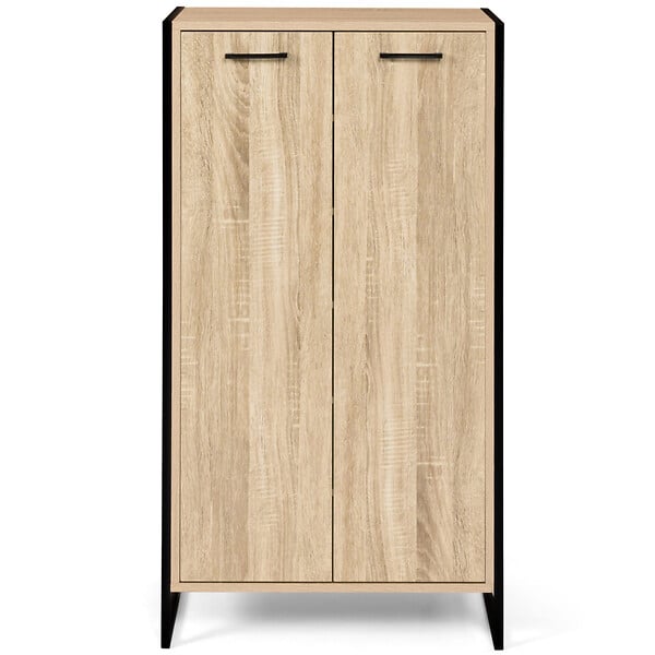 ID MARKET - Armoire à chaussures 18 paires LUIS 2 portes design industriel - large