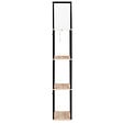 ID MARKET - Lampadaire industriel en bois noir avec étagères en bois clair et abat-jour carré blanc - vignette