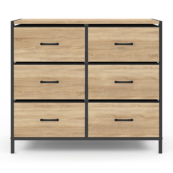 ID MARKET - Commode 6 tiroirs en tissu UTAH 80 cm meuble de rangement design industriel - large