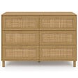 ID MARKET - Commode 6 tiroirs HANAE 115 cm effet naturel cannage - vignette