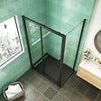 AICA SANITAIRE - AICA cabine de douche coulissante 100x80x195cm porte de douche avec l'amortisseur 100cm cabine de douche Noire en 8mm verre anticalcaire - vignette