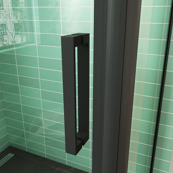 AICA SANITAIRE - AICA cabine de douche coulissante 100x80x195cm porte de douche avec l'amortisseur 100cm cabine de douche Noire en 8mm verre anticalcaire - large