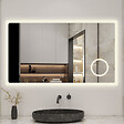AICA SANITAIRE - Miroir lumineux loupe + bluetooth + tricolore + anti-buée 120x70cm salle de bain dimmable,mémoire,tactile,led - vignette