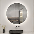 AICA SANITAIRE - AICA Miroir de salle de bain LED rond de 100 cm avec rétro-éclairage sans cadre, tricolore + anti-buée + mémoire + gradation infinie - vignette