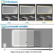 AICA SANITAIRE - Miroir lumineux Horloge + loupe + bluetooth + tricolore + anti-buée 160x80cm salle de bain dimmable,mémoire,tactile,led - vignette