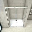 AICA SANITAIRE - Porte de douche coulissante 120x195cm, porte de douche installée en niche, verre de sécurité anticalcaire 8mm, profilé chromé - vignette