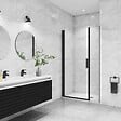AICA SANITAIRE - AICA porte de douche pivotante 120x200cm avec un élément fixe Porte de douche noire Hauteur 200cm en 8mm verre anticalcaire - vignette