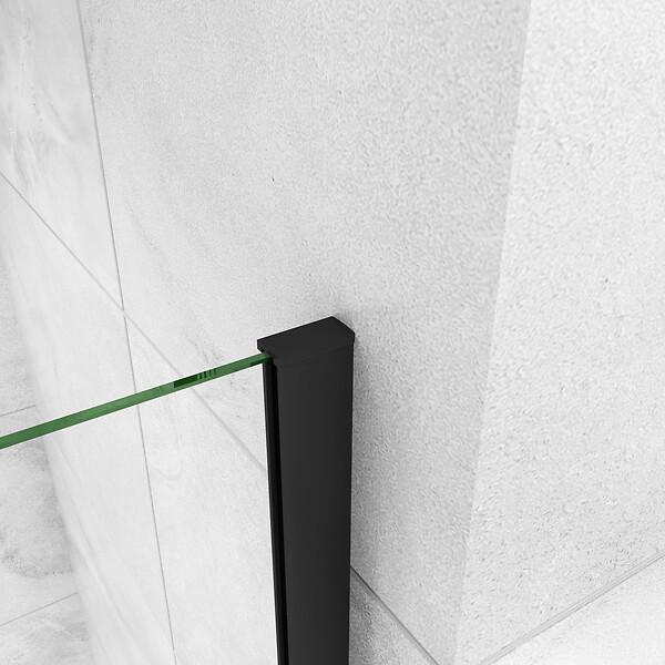 AICA SANITAIRE - AICA porte de douche pivotante 120x200cm avec un élément fixe Porte de douche noire Hauteur 200cm en 8mm verre anticalcaire - large